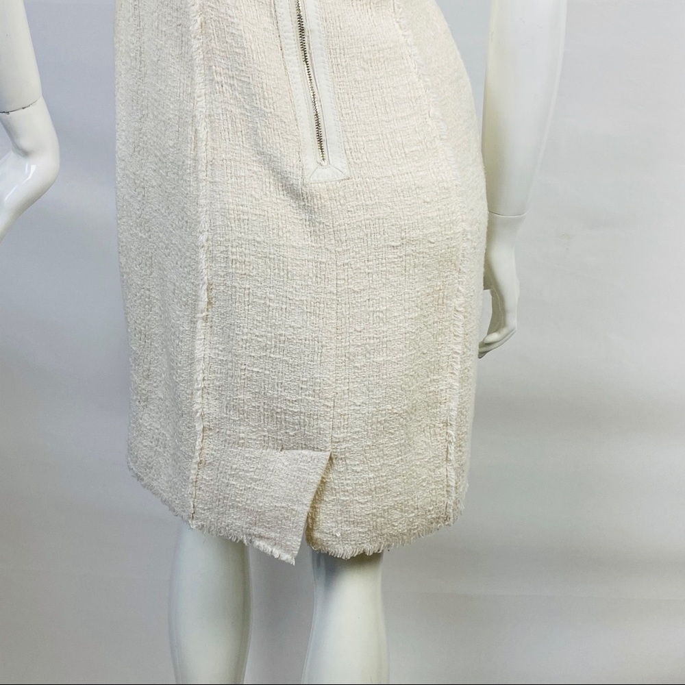 Rebecca Taylor Cream Tweed & Leather Midi-dress 4 - Picture 7 of 9